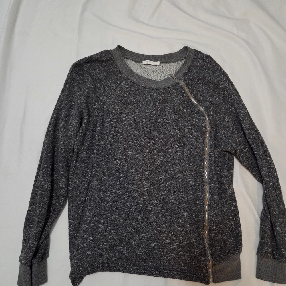 (5 For 50) Gray Asymmetrical Zip Sweater